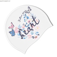 HSV Flower Color Swim Cap with Flower Butterfly Print for Long Hairs Routines