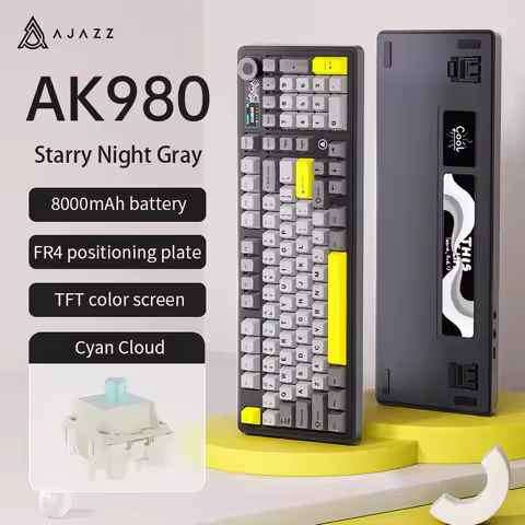 AJAZZ AK980 98% Mechanical Keyboard Gasket Mount Hot Swappable Wireless RGB Multi-Layer Foam Dampeni