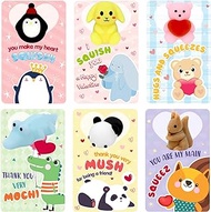 Tuzuaol 30 Pack Valentines Day Gift Cards with Mochi Squishy Toys, Cute Mini Kawaii Stress Relief Squishy Toys Animal Sets for Kids Classroom Exchange Prizes Valentine Party Favor Toy