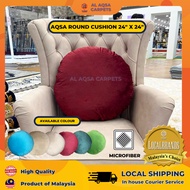 Aqsa Round Pillow Plain Cushion 24" x 24" With Cover Cushion Velvet Sofa Pilow  Microfiber Bantal Pe