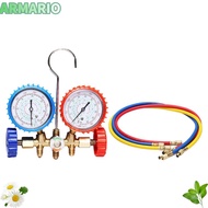 IARMARIOQR Manifold Gauge Set, Alloy Vacuum Gauge AC Manifold Gauge Set, Quick Coupler 3-Color Hoses