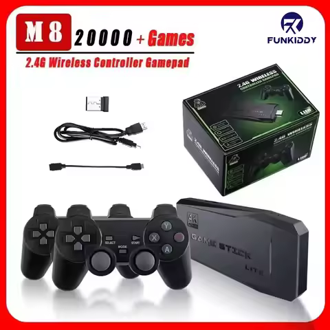 M8 Retro Game Console 20000+ Games 64GB - 4K HD 2.4G Wireless 2-Player Stick | PS1/GBA Emulator | Ki