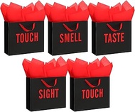Kolldenn 5 Senses Gift Bags for Him and Her Five Senses Gift Bag with Ribbon Handles and Tissue Pape