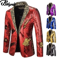 Men Blazer Shiny Sequin Shawl Collar Suit Man Wedding Groom Singer Prom Glitter Suit Jacket DJ Club 
