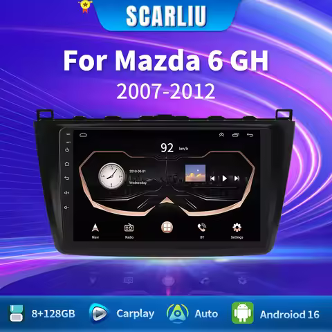 Android 16 For Mazda 6 GH 2008-2012 Car GPS Radio Multimedia Video DSP Support 4G WIFI LTE Support B