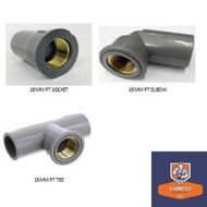 PVC Fitting PT Elbow, Socket & Tee (Brass Threaded)1/2" Penyambung Paip PVC Benang