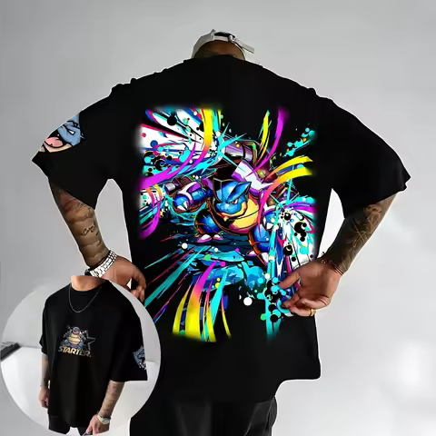 Men's T-Shirt Blastoise Pokemon Anime Graphic Tee Soft Cotton Casual Streetwear for Daily Wear Home 