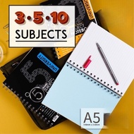 Masterprint 3/5/10 Wire O Subject Notebook A5