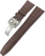 GANYUU Cowhide Watchband For IWC Portuguese Portofino Pilot Genuine Leather 20mm 21mm 22mm Watch Strap Spherical Buckle (Color : Brown, Size : 21mm)