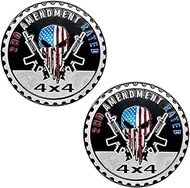 2ND Amendment Badge Rated Car Emblem, 4 x 4 3D Metal Car Badge Decals Stickers Round Emblem Decals, 