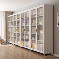 Library Steel Household Floor Bookshelf Dustproof Storage Cabinet Full Wall Cabinet with Doors DX6G