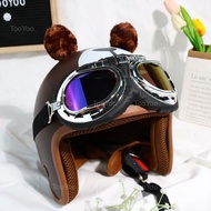 Nón bảo hiểm 3/4 Gấu Brown kín tai