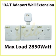13A Wall Socket 3 Way T Adaport Wall Extension Socket Extension Plug