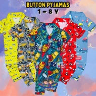 [C][PART 1/2] 1-8Y NF Kids Boy Button Pyjamas Set Baju Tidur Butang Kanak Budak Lelaki Murah