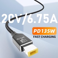 135W PD Charger Cable Type C To Square 2m Adapter Connector 6.75A 20V Laptop Adapter with E-mark for