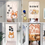 Cartoon Animal Room Door Curtain Velcro No Nail Long Kitchen Door Curtain for Toilet Cute Dog Door Curtain Partition Kitchen Sliding Door Curtain Half Height Feng Shui Curtain