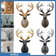 [DolitybdMY] 3D Deer Head Statue Wall Mounted Resin Animal for Gallery Decor EHJA OL8I ATSK