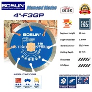 BOSUN F3GP 4" Diamond Wheel for Cutting Bricks, Concrete / Mata Potong Simen Concrete, Batu Bata