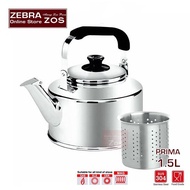 (ZOS) Zebra Stainless Kettle with Filter 1.5 Liters PRIMA Tea Pot 1.5L