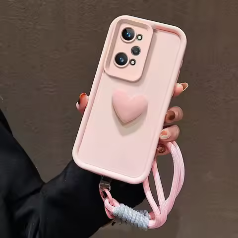 For Realme GT Neo2 GT Neo 3T Case Realme GT Neo 2 Phone Case Realme gt Love Heart Hand Strap Full Pa