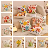 Country Style Embroidered Floral 45x45cm Cushion Cover, 45x45cm Sofa Pillow Case for Living Room, Vi