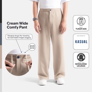 Kasual Celana Panjang Smart Wide Loose Cream Pants Pria