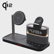 Qi2 5 In 1 Magnetic Wireless Charger Stand LED Night Light นาฬิกาปลุกสําหรับ Samsung iPhone IWatch A