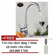 Vòi rửa chén nóng lạnh Eurolife EL-T006 (Trắng bạc)- Tặng Bình xịt nước rửa chén Eurolife C11 (Trắn