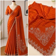 Scallop Stone Work Party Wear Saree | Elegant Dinner Saree with Designer Blouse