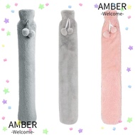 AMBER Hot Water Bottle Long, Rubber Hand Long Hot Water Bottles Bag, warmer Foot Extra Long Removable Cover Hot Water Bottle