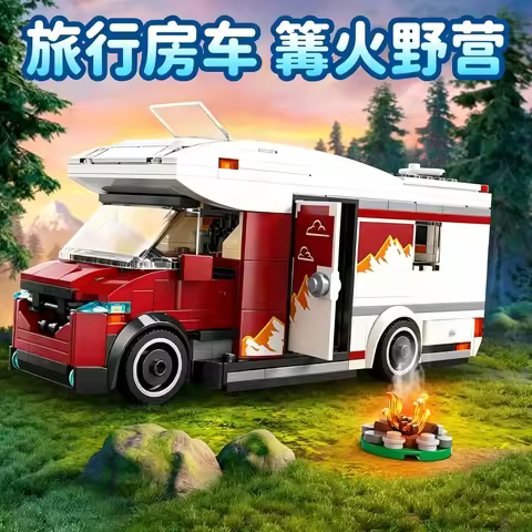 Third Party Compatible Set City Series Building Blocks 60454 Holiday Adventure Camper Van Car Toys A