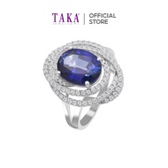 TAKA Jewellery Lab Grown Oval Blue Sapphire and Diamond Ring 10K