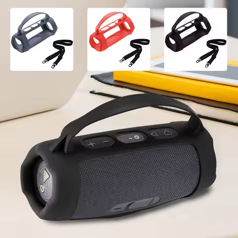 Wireless Bluetooth Speaker Case Silicone Cover Skin With Shoulder Strap Carabiner for JBL Charge 5 W
