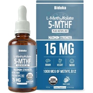 Organic L-Methylfolate 15 mg + Methyl B12 1000mcg Liquid Drops-60 Servings