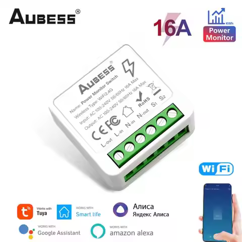 16A Tuya Smart WiFi Switch 2-way Control Switch Mini Smart Breaker Smart Life Control Support Alexa 