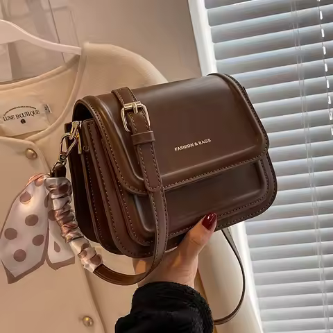 Women's leather shoulder bag wallet - Fashion crossbody bag, armpit bag, small square handbag