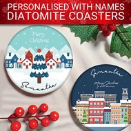 Christmas Personalised Diatomite Coaster with customised names as Christmas Gifts