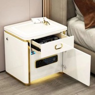 櫻桃傢俱 - 保險櫃輕奢床頭櫃隱形保險箱辦公室文件收藏櫃夾萬50CM（無線充+底部燈+密碼+指紋鎖+雙USB）