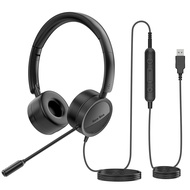 New Bee USB Headset with Microphone for PC 3.5mm Business Headsets with Mic Mute Noise Cancelling for Headphones