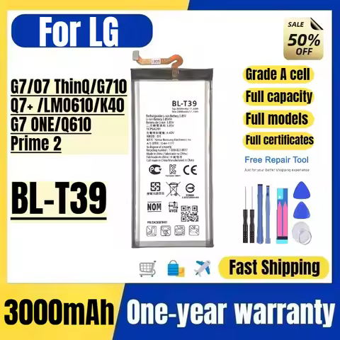 BL-T39 for LG G7/07 ThinQ/G710/Q7+ /LMO610/K40/G7 ONE/Q610/Prime 2 Mobile Phone Battery Replacement 