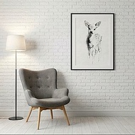 萌鹿初見 藝術微噴 簡約炭筆素描小鹿 療癒純真質感居家美學掛畫