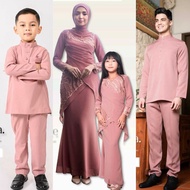 Baju kurung Vernice Dusty pink color Sedondon Ibu Ayah Anak . Family Raya 2025