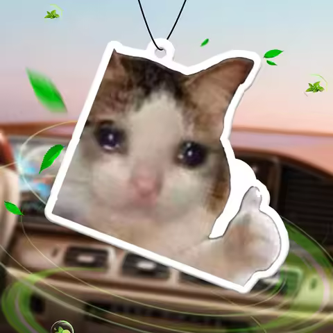 Everything Is Good, Cat Crying Cat Emoji Hilton (Hotel Scent) Car Air Freshener | Rearview Mirror Pe