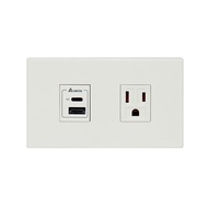 【台達電子】樹榮 埋入式 20W USB－A+C  PD雙孔充電插座 白色 // 快速充電//適用３Ｃ