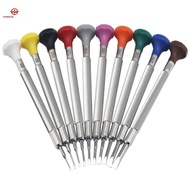 KWONG YUEN เครื่องมือซ่อมนาฬิกา ไขควงเหล็กทั้งหมด ไขควงสิบแพ็คสําหรับชุดเครื่องมือซ่อมนาฬิกา