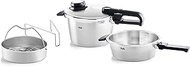 Fissler Vitavit Premium Pressure Cooker and Skillet Set with Steamer Insert, 2.6 Quarts & 4.8 Quarts