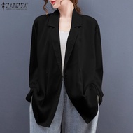 Zanzea ใหม่เสื้อสูทลําลองสําหรับสตรีแขนยาวสีพื้นทรงหลวมสไตล์เกาหลี