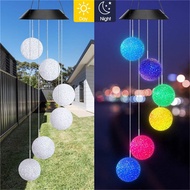 ZMHT Dream Hunter Solar Wind Chime Lamp Light Round Ball Solar Powered Outdoor Balcony Yard Decor Led Garden Lawn Landscape Holiday Decoration