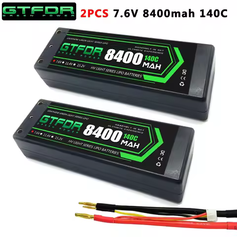GTFDR 2PCS 2S Lipo Battery 7.4V 7.6V HV 8400mAh 7000mAh 6200mA 5200mAh 140C/280C 100C/200C 60C/120C 