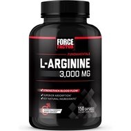 Force Factor L-Arginine 3000mg 150 Cap | Nitric Oxide Booster | Muscle Growth Strength & Blood Flow